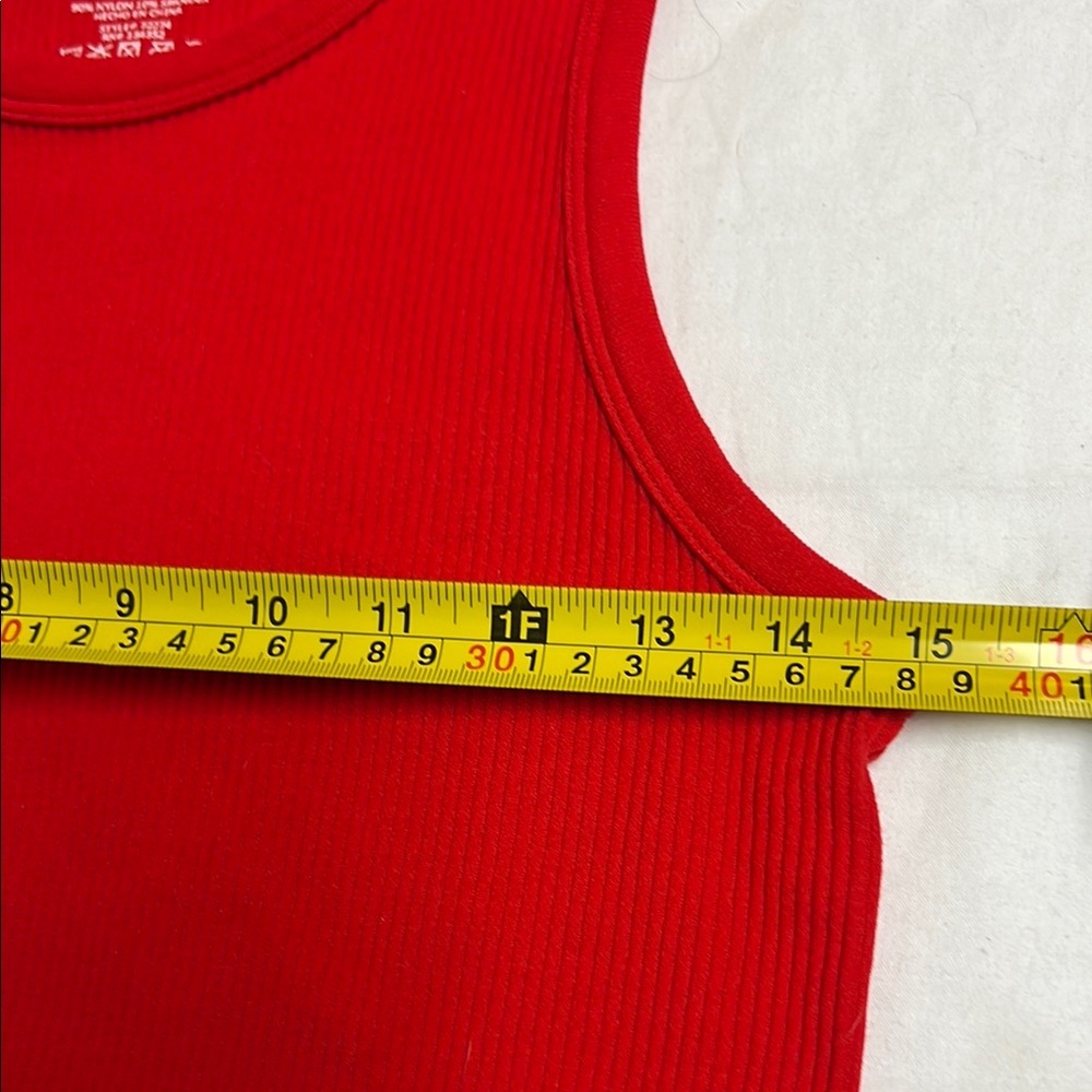Ambiance Red Fitted Crop Tank Top - Picture 3 of 4